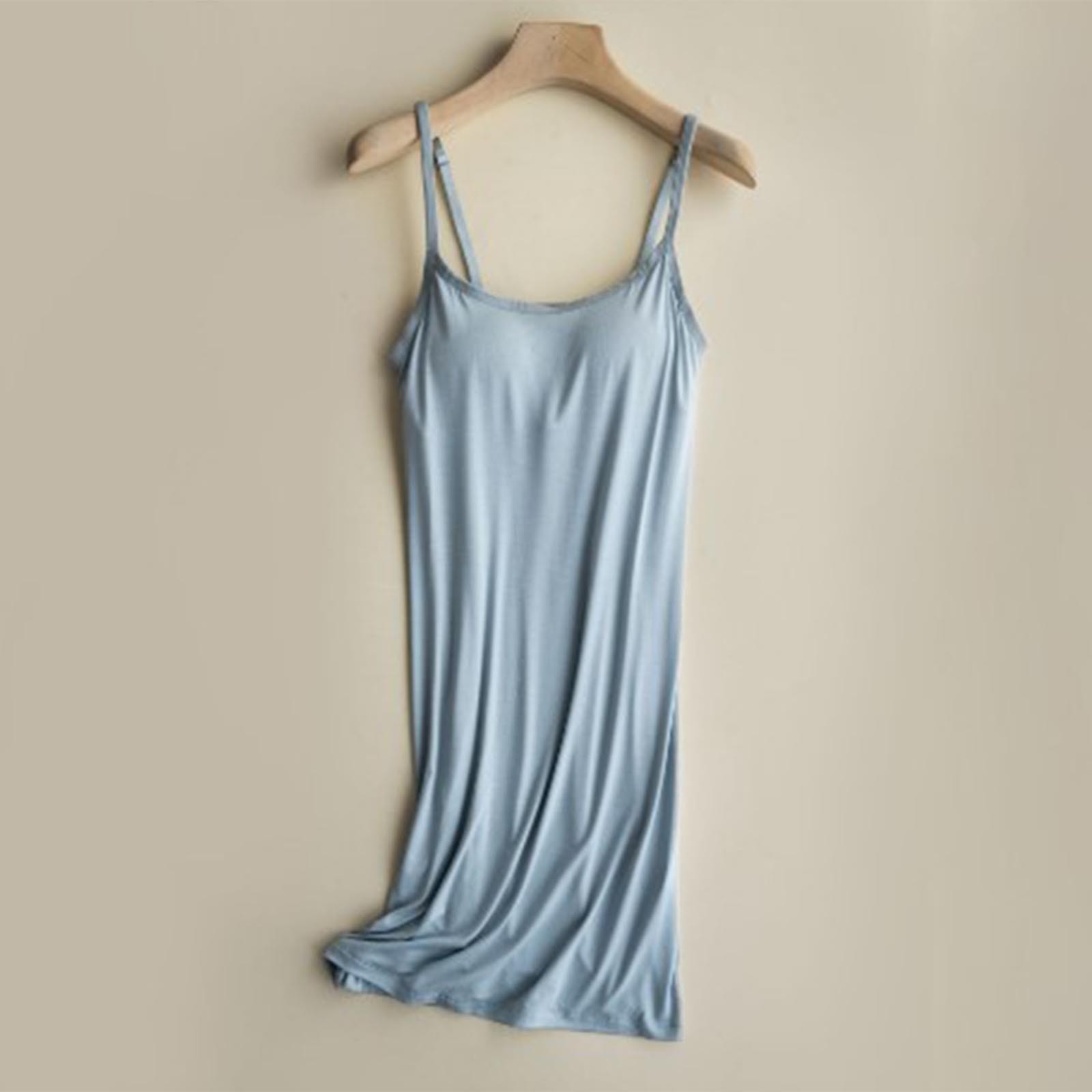 thumbnail image 5 of Camisón sin mangas para mujer: copa con relleno para el pecho, poliéster, vestido largo sexy, tallas M-XXL, espalda nadadora y cuello en V., 5 of 5